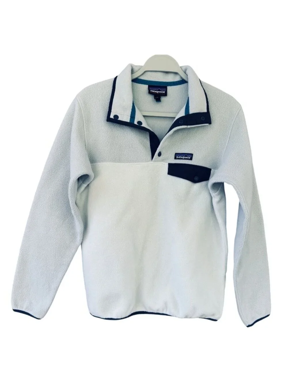 Patagonia Synchilla Snap-T Fleece Pullover Women Small White Black Jacket